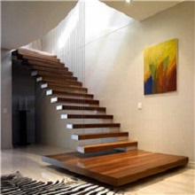 Indoor stylish wire railing wood floating staircase
