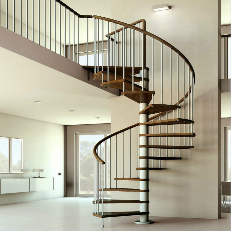 Indoor Art Metal Spiral Stairs Led Light Customized Staircase 