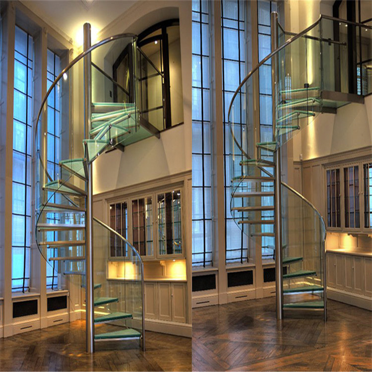 Indoor Art Metal Spiral Stairs Led Light Customized Staircase 
