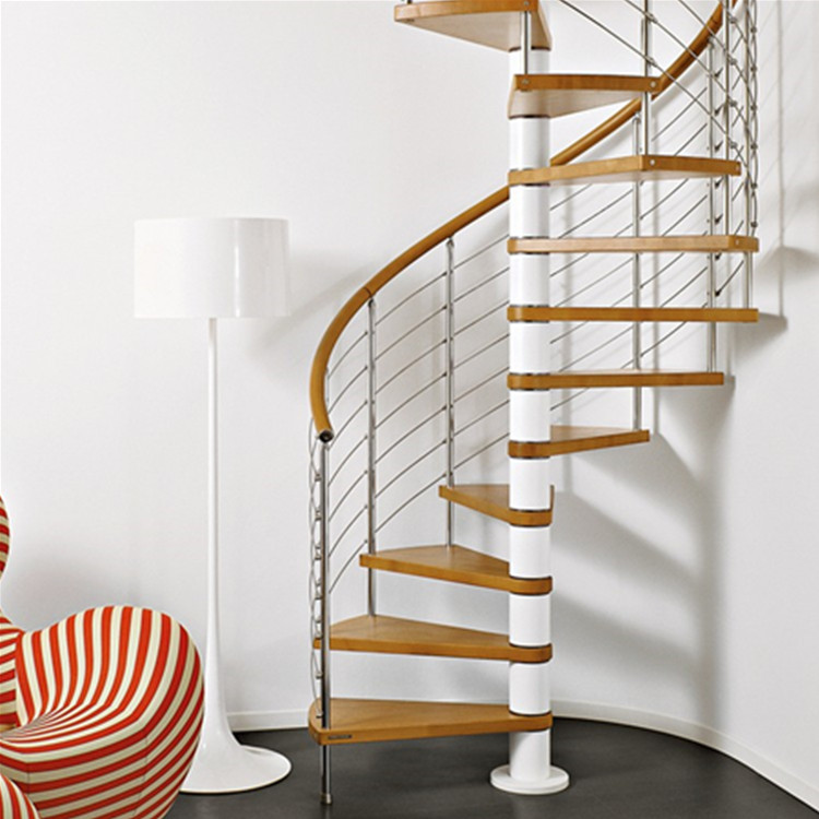 PVC Handrail Wood Steps Small Space Spiral Stair