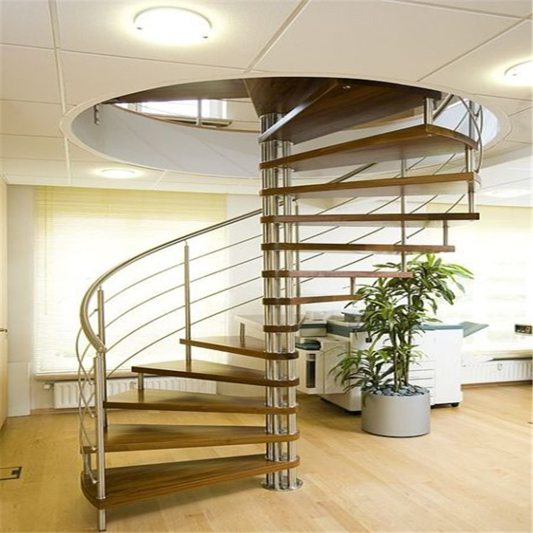 PVC Handrail Wood Steps Small Space Spiral Stair