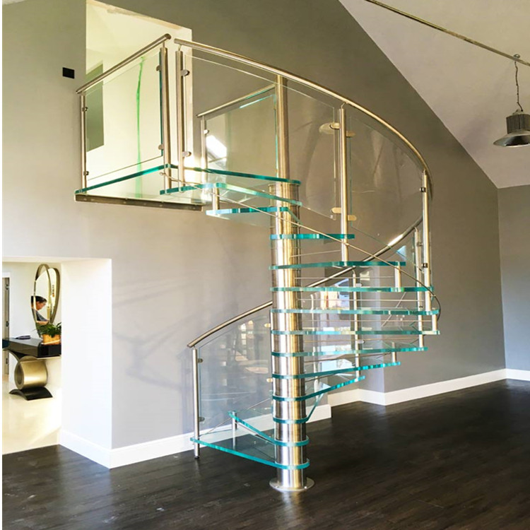Tempered Glass Spiral Staircase Indoor Glass Railing Price