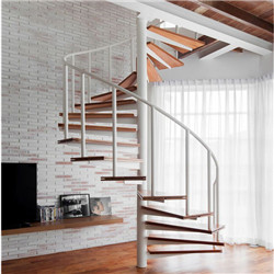 Low Cost Rubber Wood Spiral Stairscase With Modern Railing Design