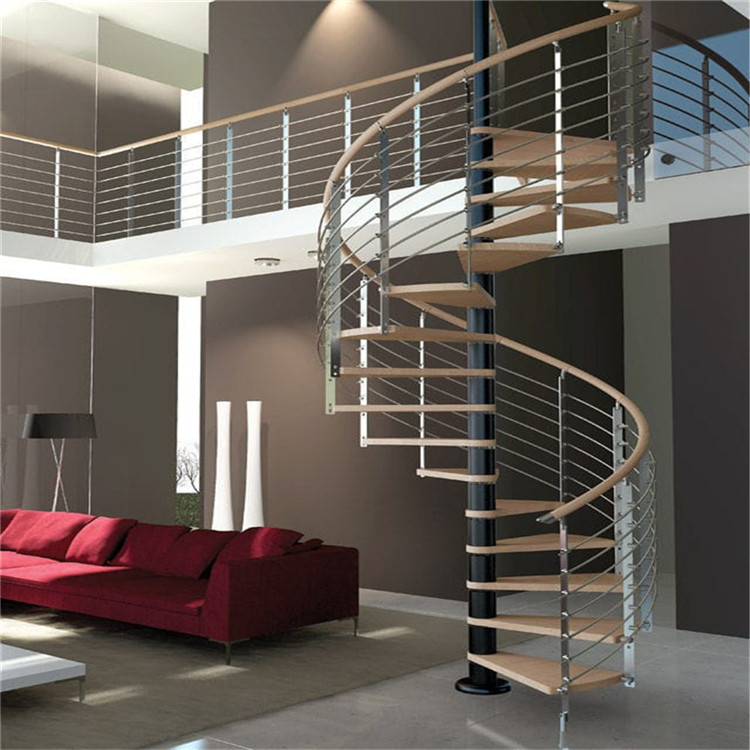 Residential Wood Spiral Staircase For Small Space