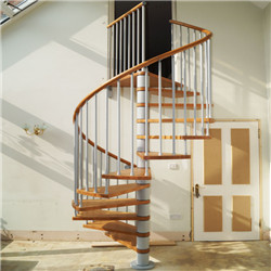 Indoor Place Residential Metal Wood Spiral Staircase Pictures 