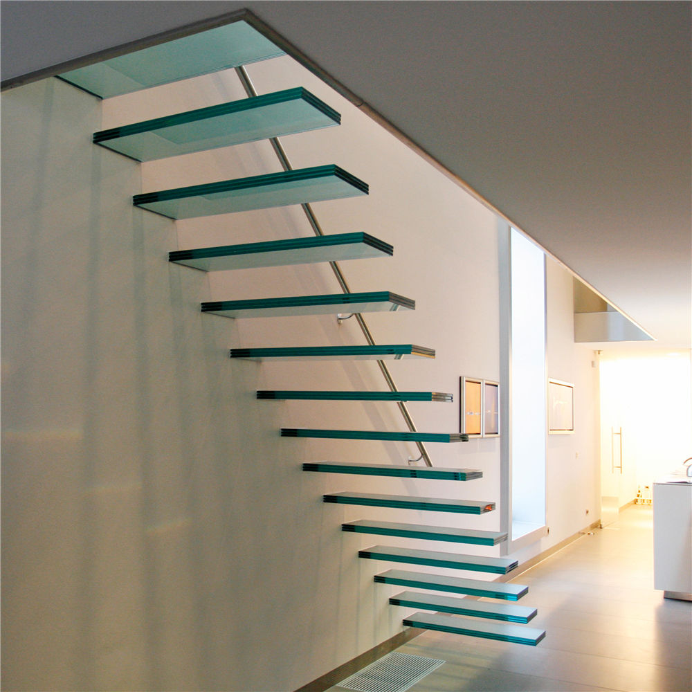 Floating glass staircase cost invisible stringer stairs modern wood tread design