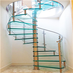 Interior Loft Escalera Stairs Laminated Glass Treads Stainless Steel Spiral Staircase
