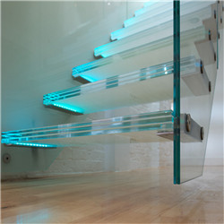 Floating glass staircase cost invisible stringer stairs/modern wood tread design 