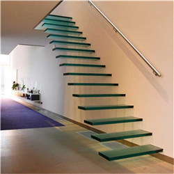 Hot selling indoor outdoor frameless glass railing floating staircase with oak wood steps for luxury home 