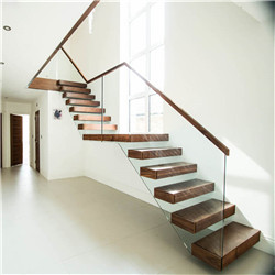 Straight Cast Iron Tread Polished Floating Staircase/Prefabried Single Steel Beam Stair With Rod Railing 