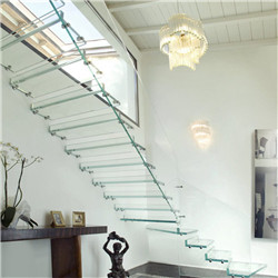 Hot selling glass railing solid wood steps build indoor staircase floating stairs