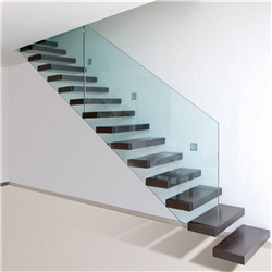 contemporary floating staircase with wood tread invisible stringer straight stairs