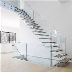 Customized steel solid wooden floating staircase design