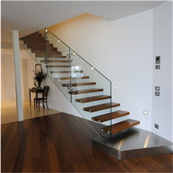 luxury floating staircase mono beam prefabricated with walnut wood tread
