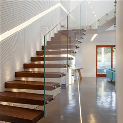 Prima build floating staircase Thailand solid rubber wood steel staircase 