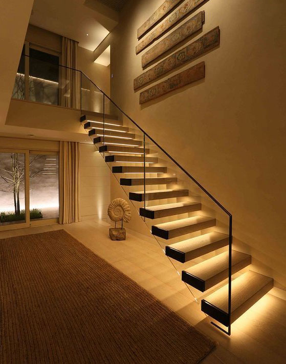 Prima build floating staircase modern solid wood steel structure staircase