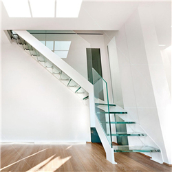 Modern design straight stainless steel glass staircase PR-T50