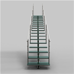 Custom house straight stair new style straight stairs indoor glass tread glass railing staircase PR-T53