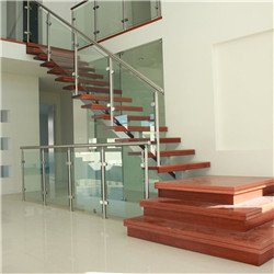 Central beam solid rubber wood straight staircase designs