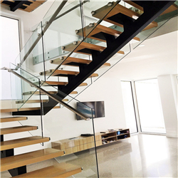 Modern indoor solid wood step straight staircase u-shaped steel wood staircase PR-T018