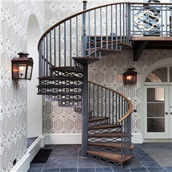 Residential Custom Galvanised Steel Spiral Staircase Indoor Wooden Staircase 
