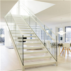 Prima indoor american glass stainless steel railings wooden straight staircase