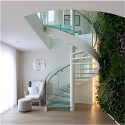 Customize Modern Prefabricated Glass Spiral Staircase With Stainless Steel Railing 