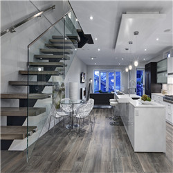 Stainless steel solid wooden Villa house straight stair 