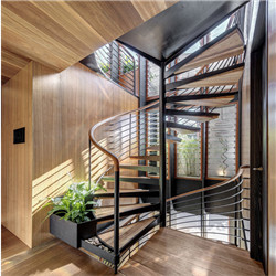 Modern Stylish Steel Frame Spiral Stairs Wood Staircase For Villa 