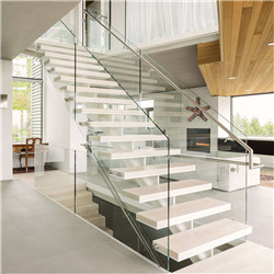 Modern Wooden Tread  LED Light Stair Decorate Iron Staircase 