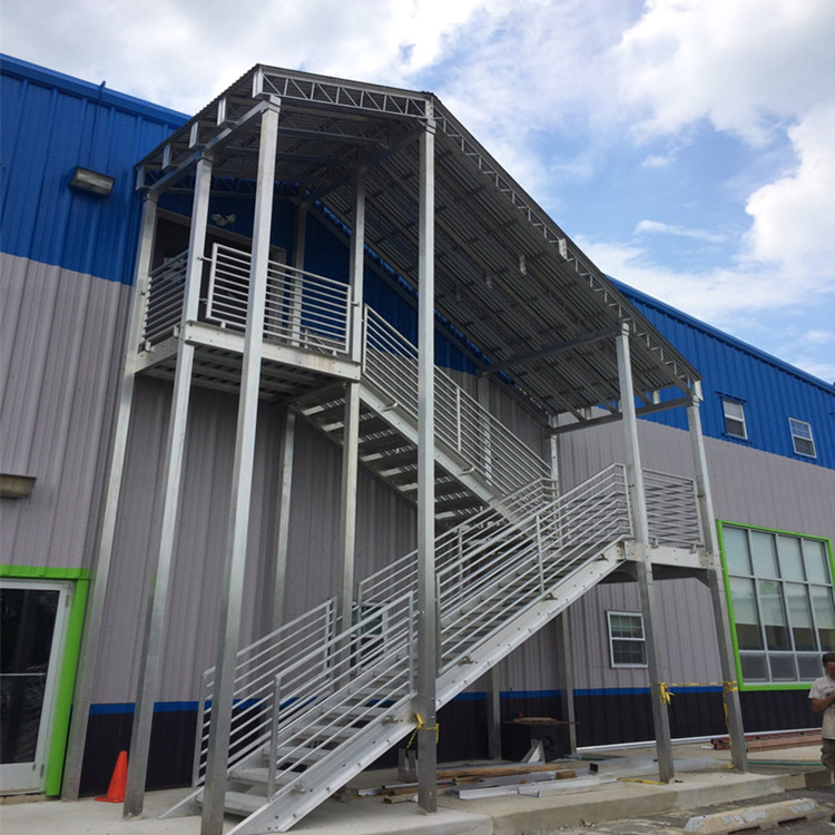 Prefabricated Industrial Metal Stairs Fire Escape Staircase Design Building Exterior Stairs