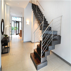 Modern terrace glass steel wood straight staircase for indoor PR-T067