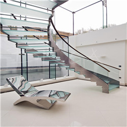 Modern wood hadrail steel staircase designs outside curved staircase kits