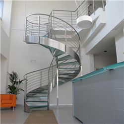 Custom glass hadrails steel staircase drawing loft curved  staircase