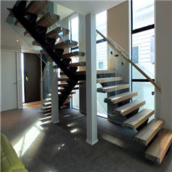 Moden design residential staircase i-shaped indoor steel wood staircase designs PR-T072