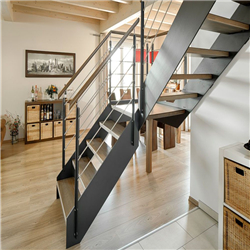 Modern straight staircase design solid wood tread stairs design PR-T081
