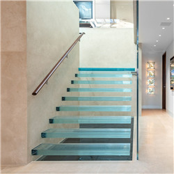 Straight Mild Steel Glass Modern Floating Staircase