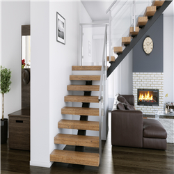 Customized interior staircase designs i-shaped solid wood staircase PR-T083