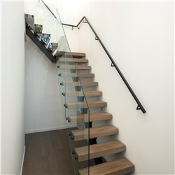 Prima customized stainless steel balustrade staircase wood straight staircase design PR-T085