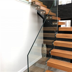 Contemporary solid wood straight floating staircase galvanized steel wooden staircase PR-T087