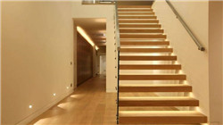 Fashion design wood tread floating staircase with LED light