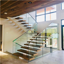 Contemporary u-shaped solid wood straight steel staircase metal straight staircase PR-T65