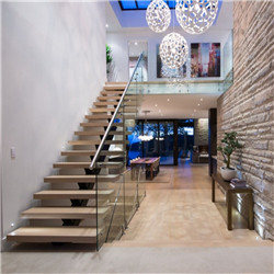 Commercial Building Indoor Safety Marble Straight Staircase