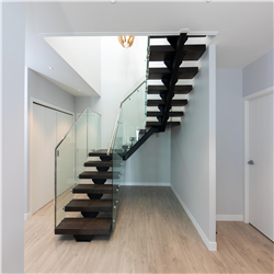 Prefab stainless steel straight staircase usde solid wooden staircase PR-T70