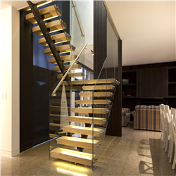 Prima custom moden wooden staircase straight steel staircase design PR-T71