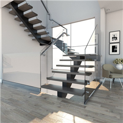 Prima custom modern staircase design economical carbon steel wooden staircase PR-T72