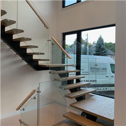 Prima modern steel straight staircase design solid wood staircase for villa PR-T78