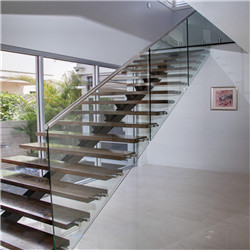 Luxury Wood Staircase with Stainless Rod Bar Railing