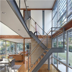 Custom modern design u-shaped straight stairs indoor wooden staircase PR-T83