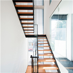 Indoor staircase design galvanized steel solid wood staircase PR-T85